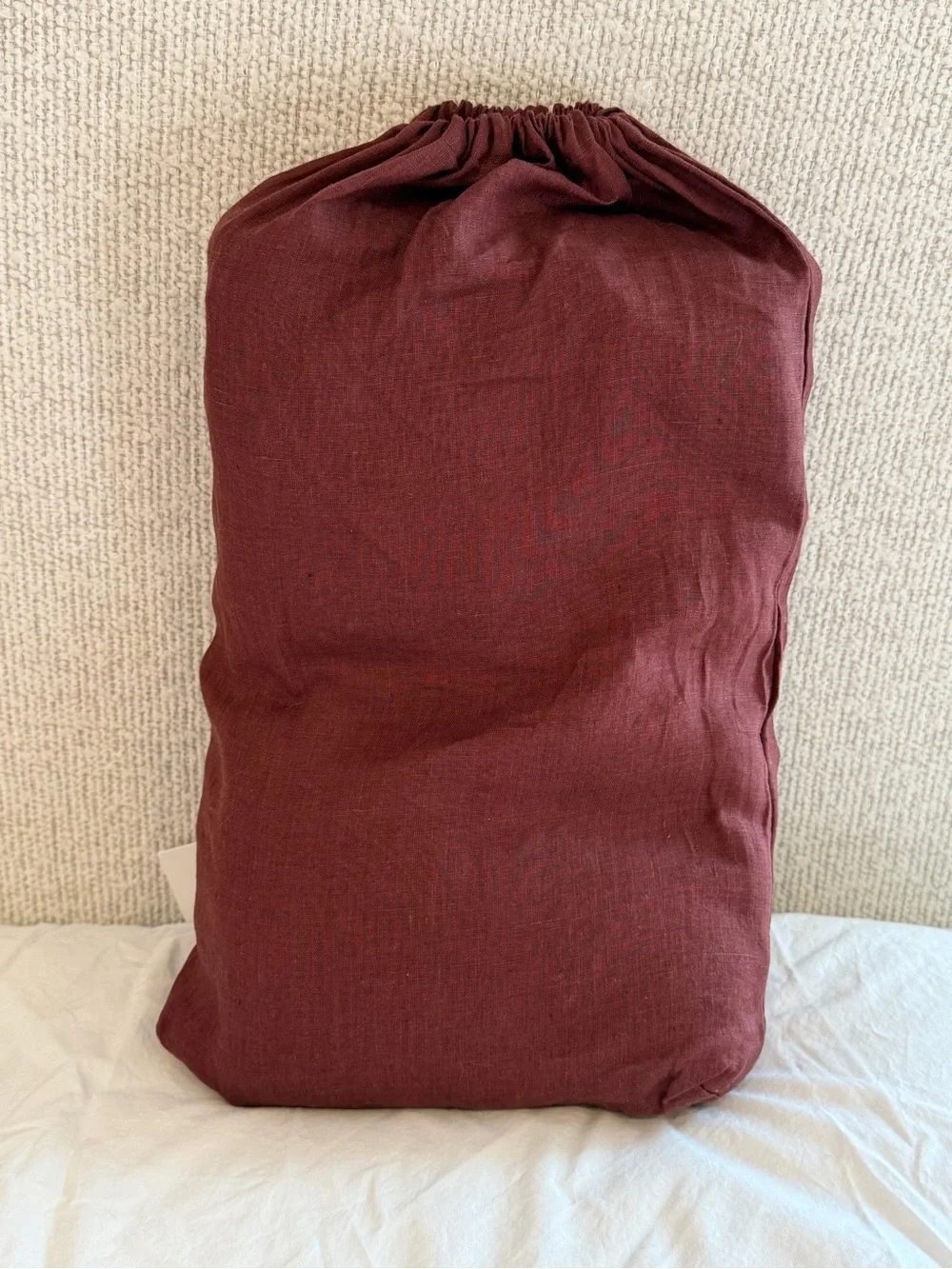 Quince European Linen Duvet Cover Set Full/Queen Burgundy